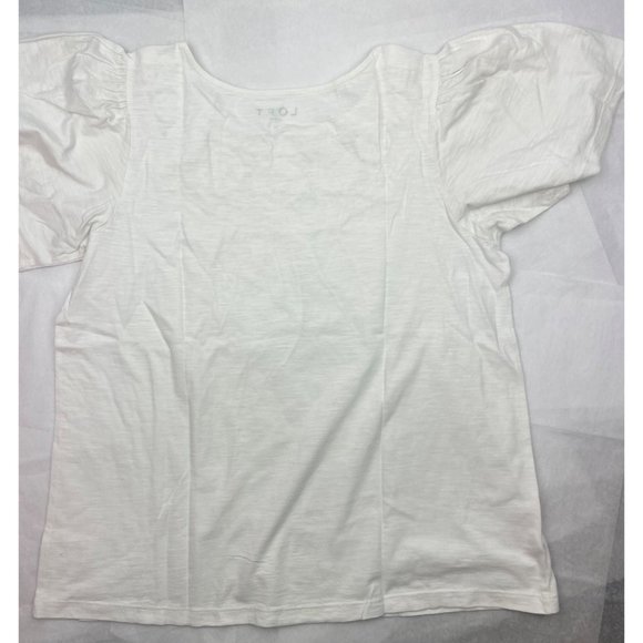 LOFT Women Crochet Yoke Flutter Sleeve Top M - Picture 15 of 16